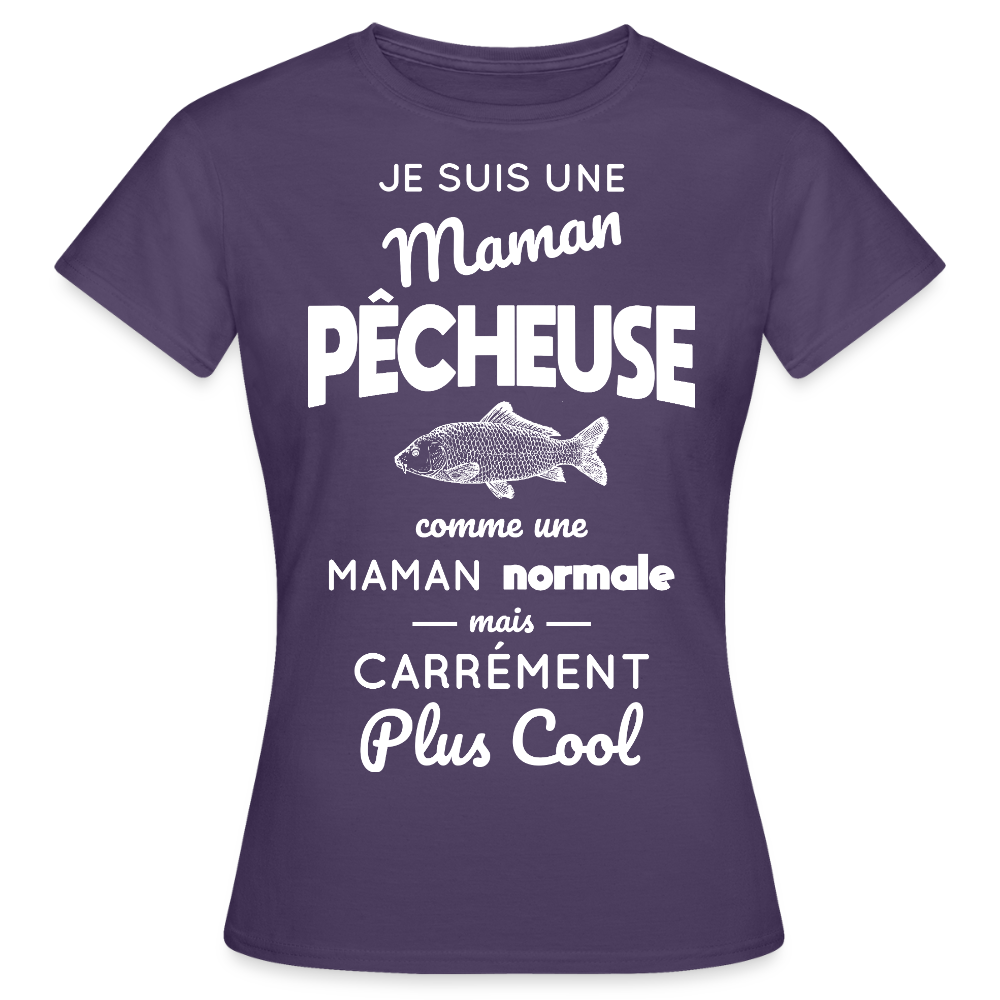 T-shirt Femme - Maman pêcheuse plus cool - violet foncé