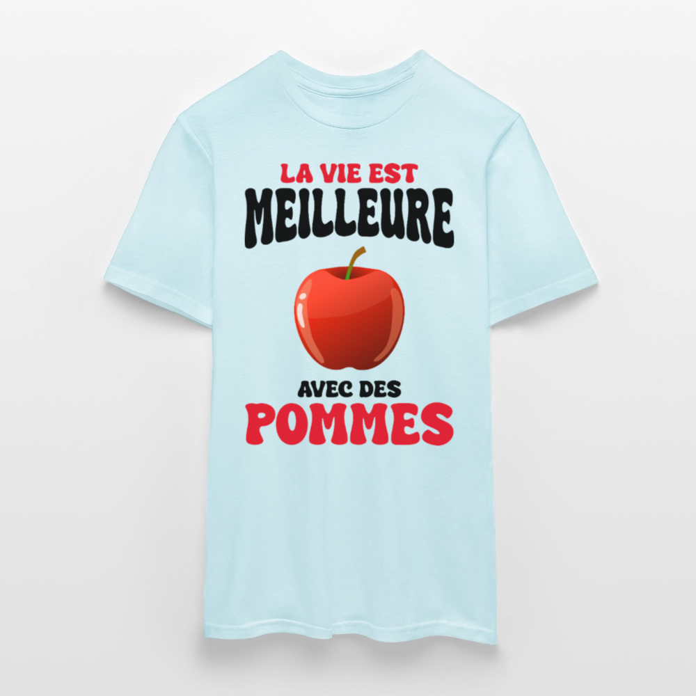 T-shirt Homme - La vie est meilleure avec des pommes - ciel