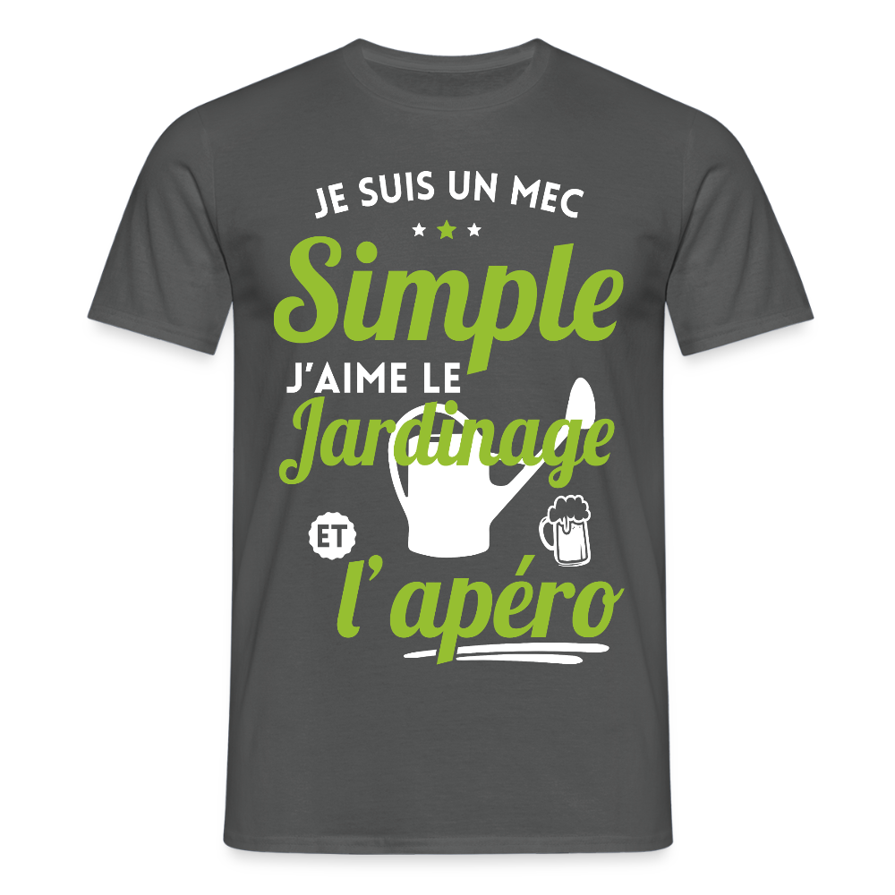 T-shirt Homme - J'aime le jardinage et l'apéro - charbon