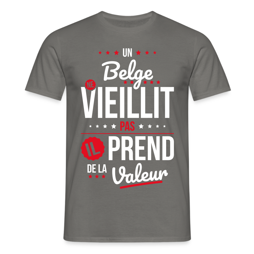 T-shirt Homme - Un Belge ne vieillit pas - gris graphite