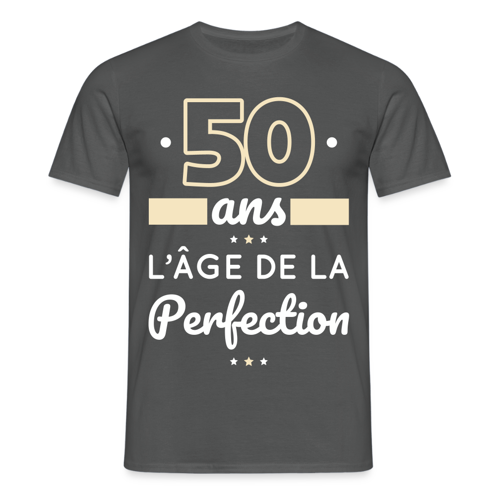 T-shirt Homme - 50 ans l'âge de la perfection - charbon