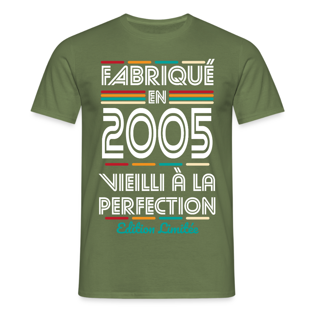 T-shirt Homme - Anniversaire 20 Ans - Fabriqué en 2005 - vert militaire