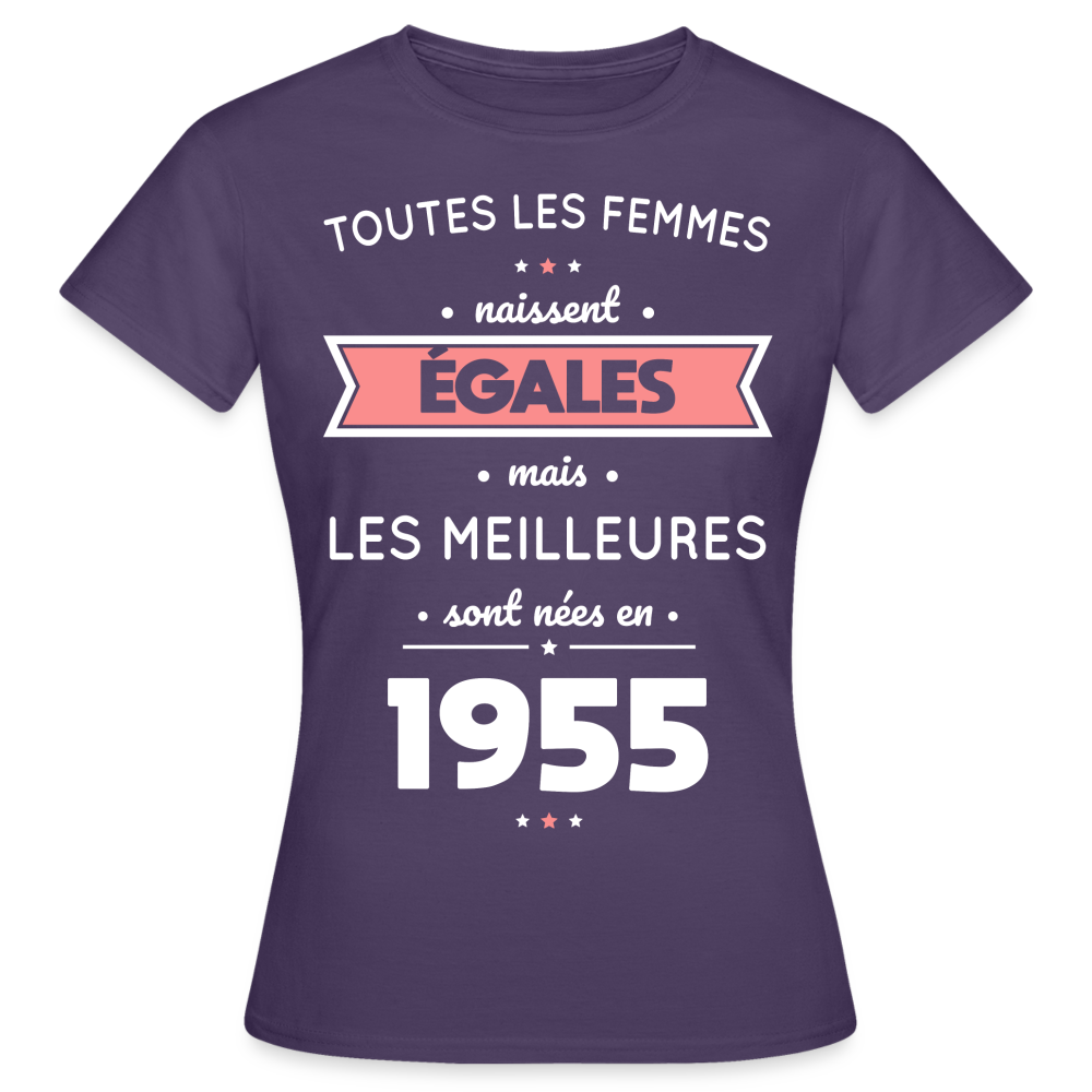 T-shirt Femme - Anniversaire 70 Ans - Les meilleures sont nées en 1955 - violet foncé