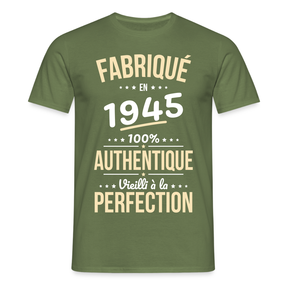 T-shirt Homme - Anniversaire 80 Ans - Fabriqué en 1945 - vert militaire