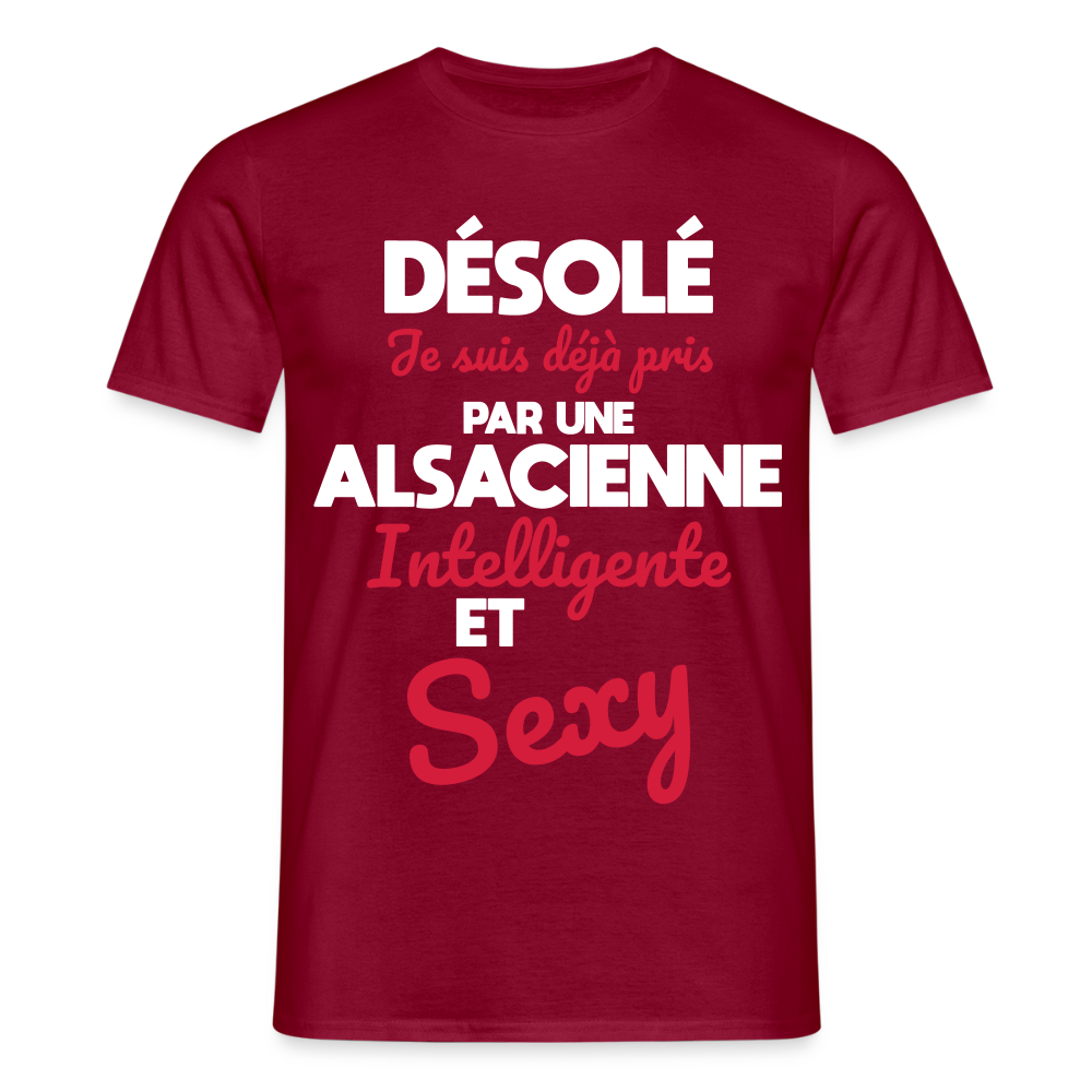 T-shirt Homme - Je suis déjà pris par une Alsacienne intelligente et sexy - rouge brique