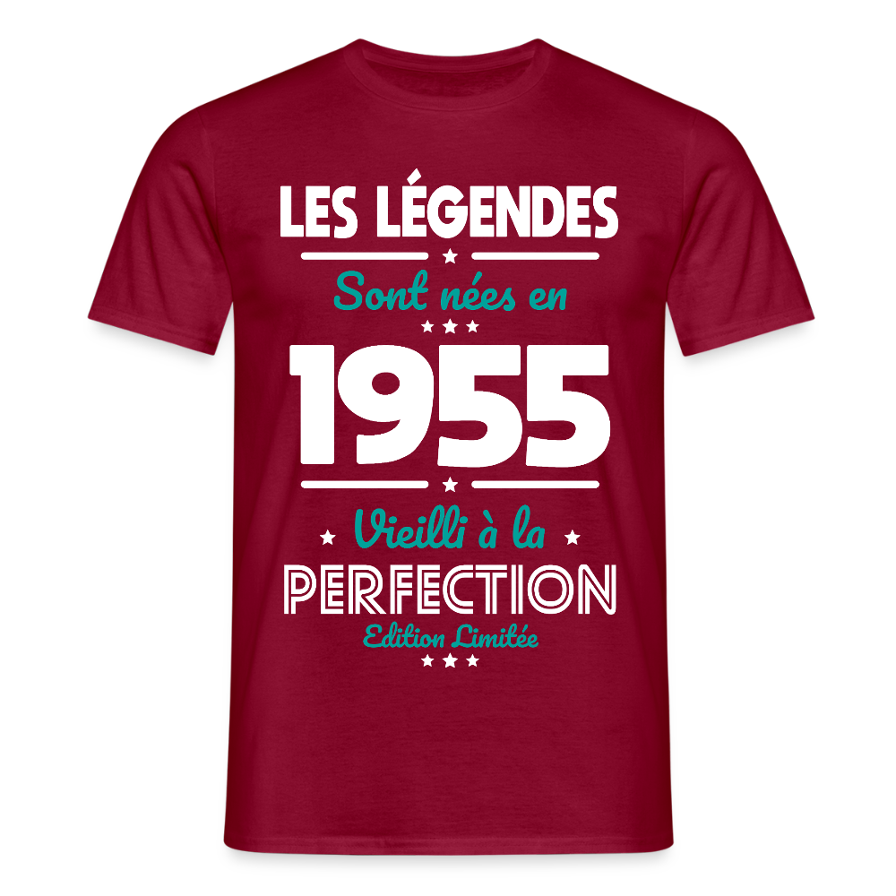 T-shirt Homme - Anniversaire 70 Ans - Les Légendes sont nées en 1955 - rouge brique