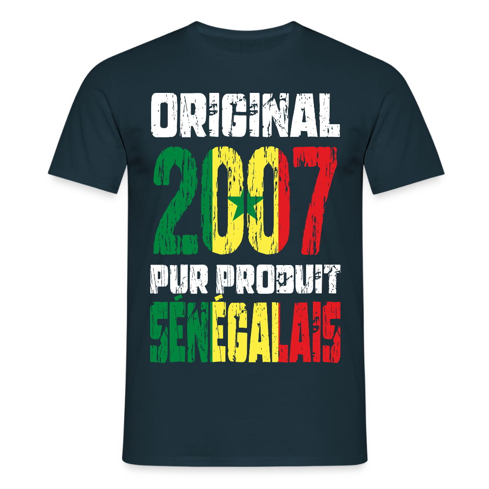 T-shirt Homme - Anniversaire 18 Ans - Original 2007 - Pur produit Sénégalais - marine