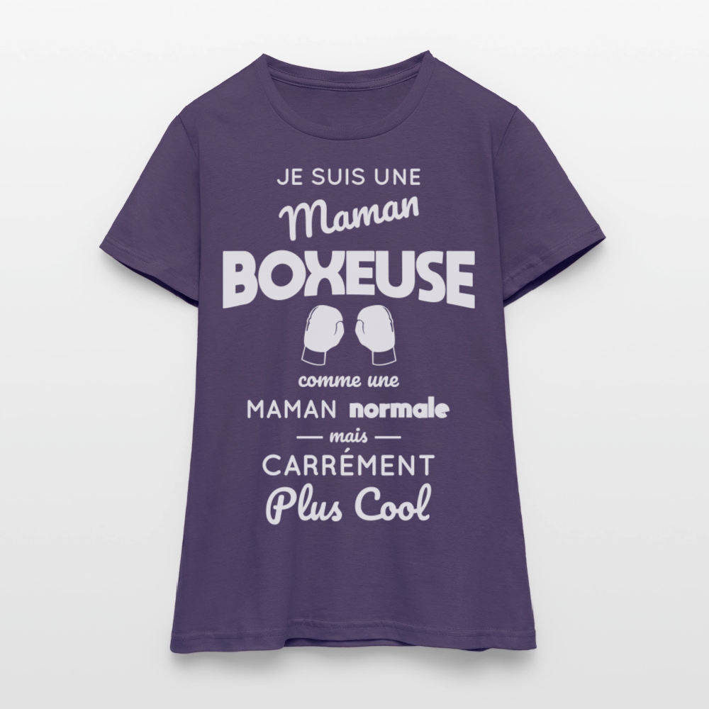 T-shirt Femme - Maman boxeuse plus cool - violet foncé