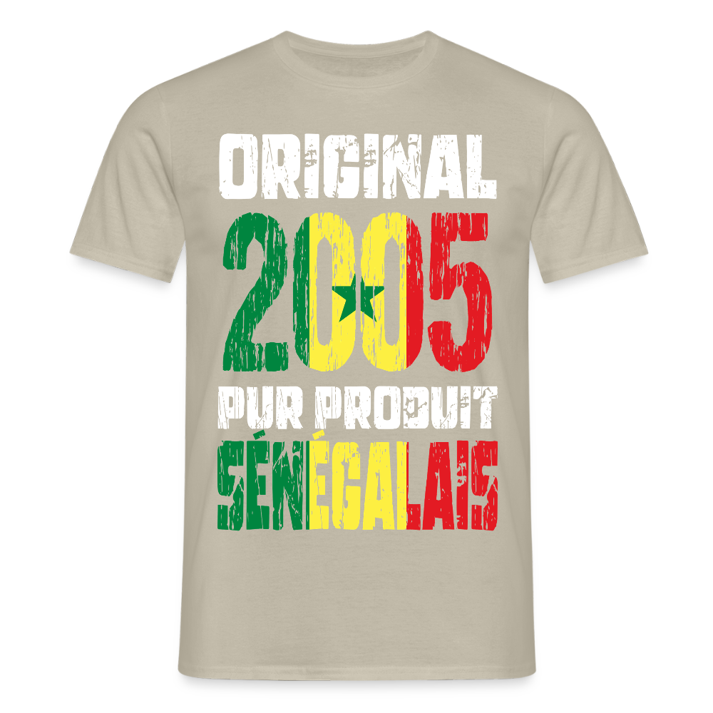 T-shirt Homme - Anniversaire 20 Ans - Original 2005 - Pur produit Sénégalais - beige sable