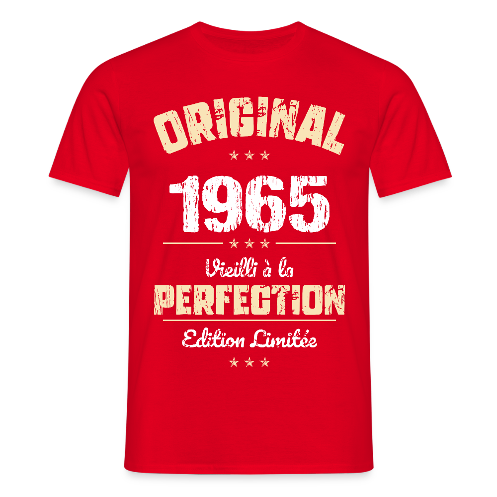 T-shirt Homme - Anniversaire 60 Ans - Original 1965 - rouge
