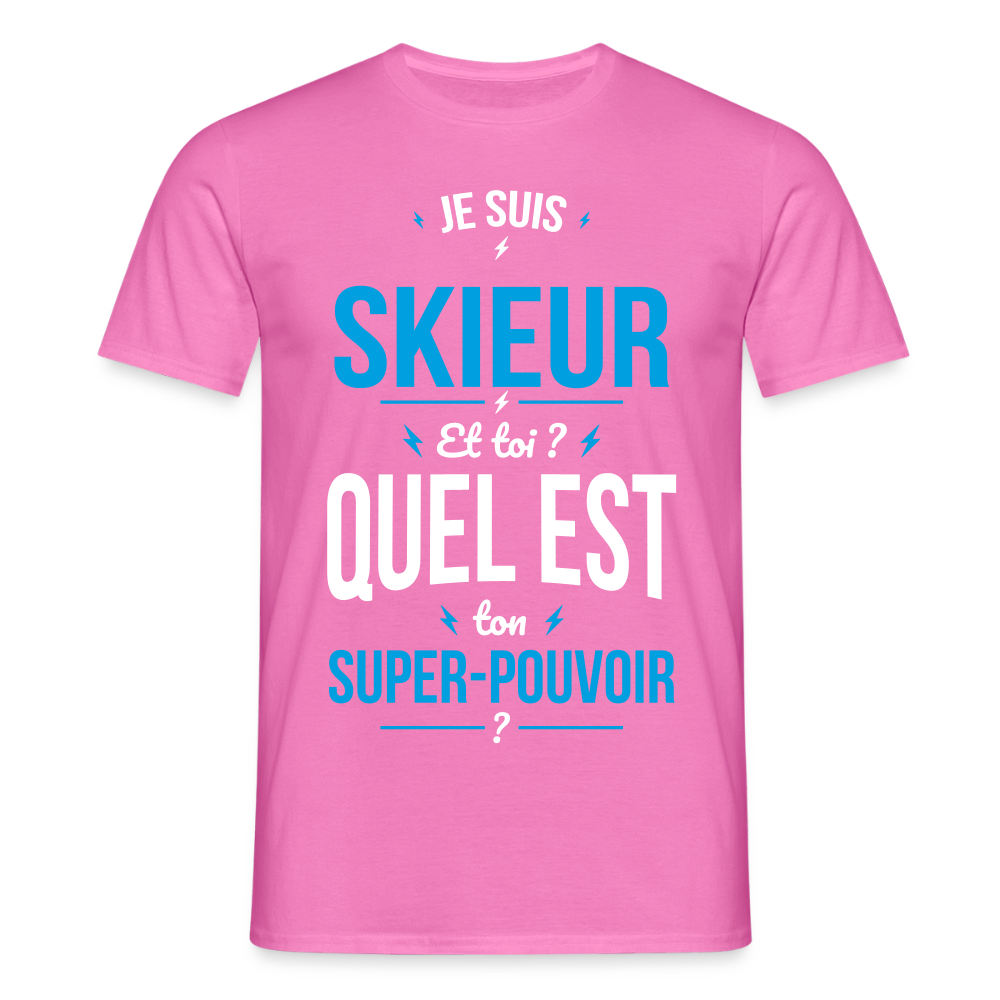 T-shirt Homme - Je suis skieur - Super-pouvoir - rose