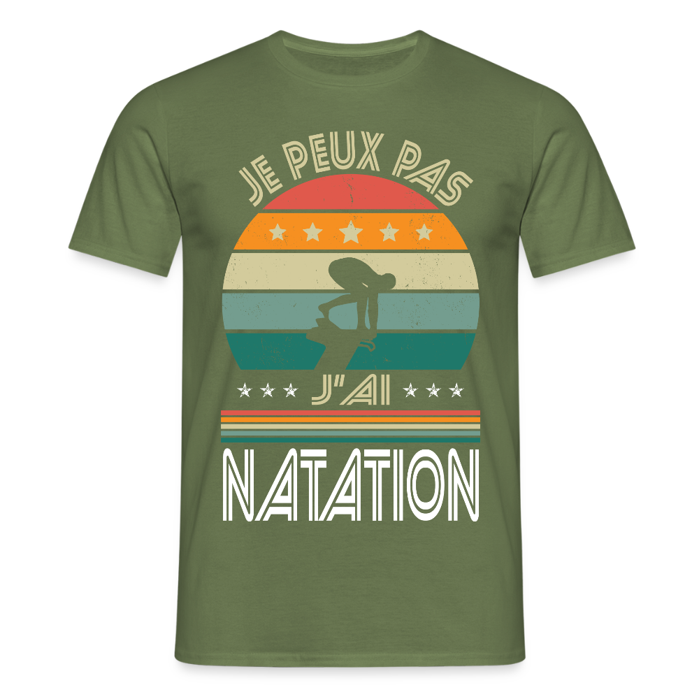 T-shirt Homme - Je peux pas j'ai Natation - vert militaire