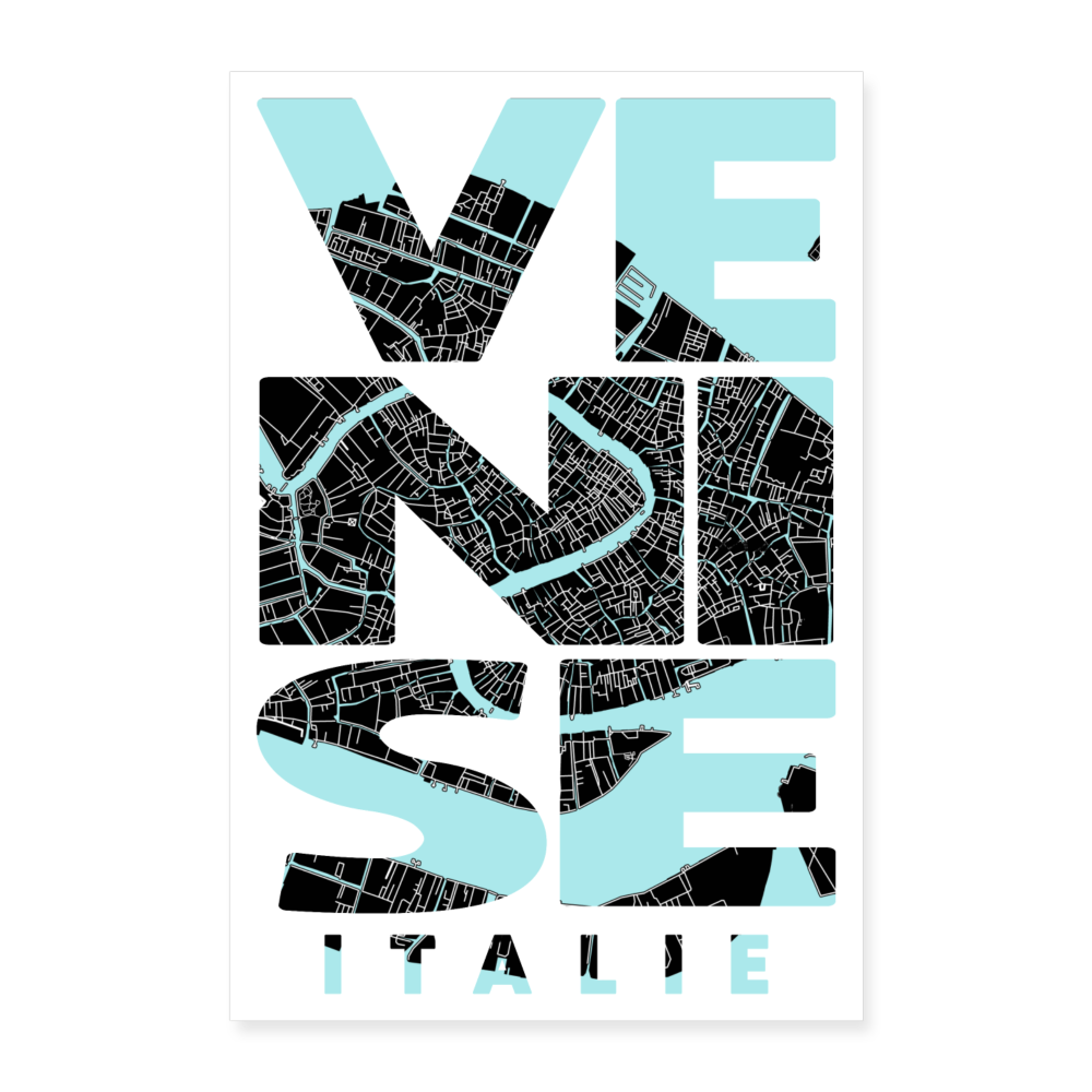 Poster Venise - Plan Venise - 40 x 60 cm - blanc