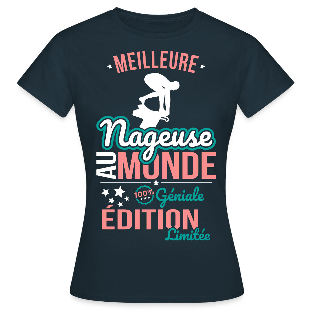 T-shirt Femme - Meilleure Nageuse au monde - 100% géniale - marine