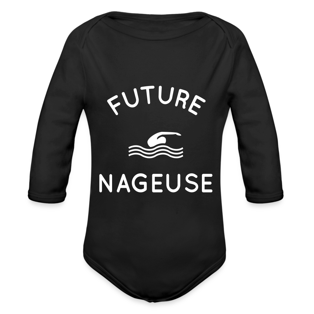 Body Bébé bio manches longues - Future nageuse - noir