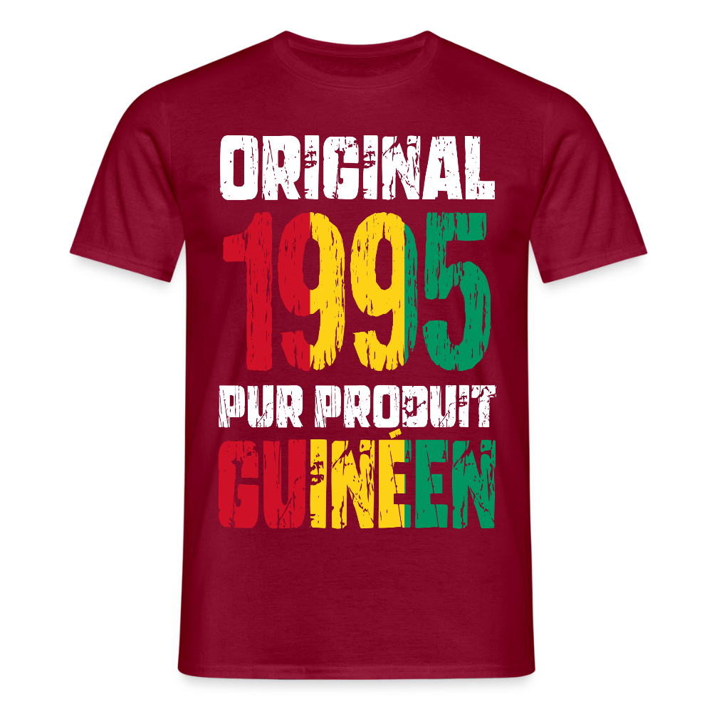 T-shirt Homme - Anniversaire 30 Ans - Original 1995 - Pur produit Guinéen - rouge brique