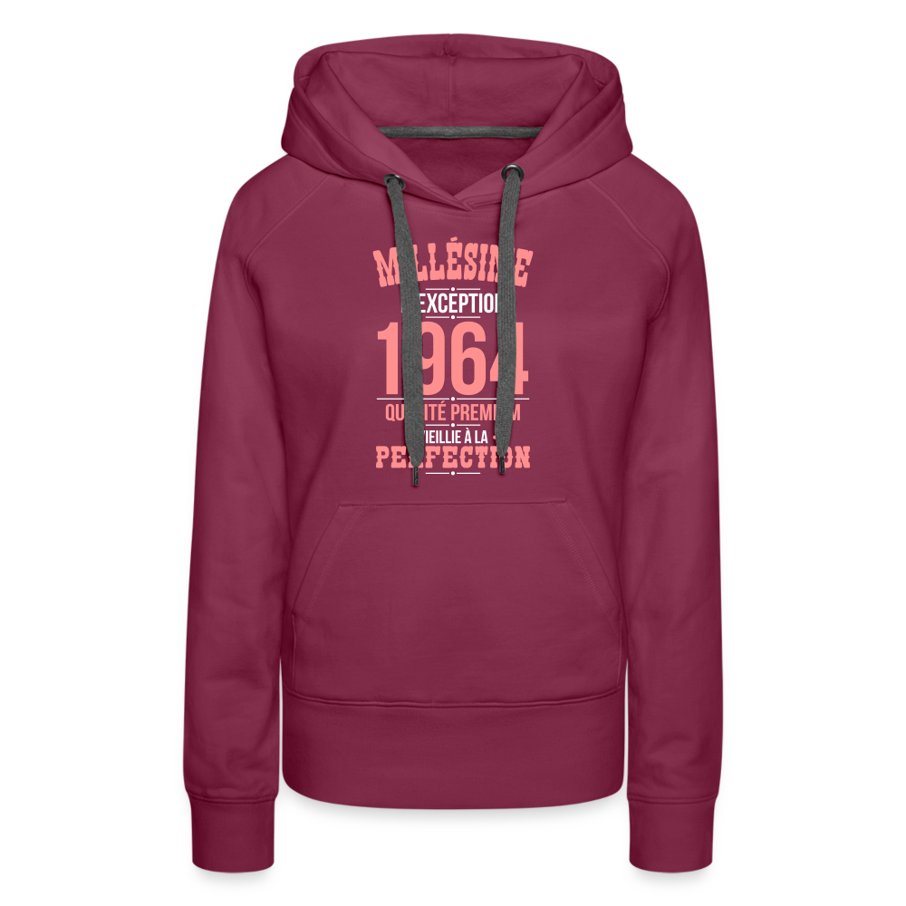 Sweat à capuche Premium Femme - Anniversaire 61 Ans - Millésime 1964 - bordeaux