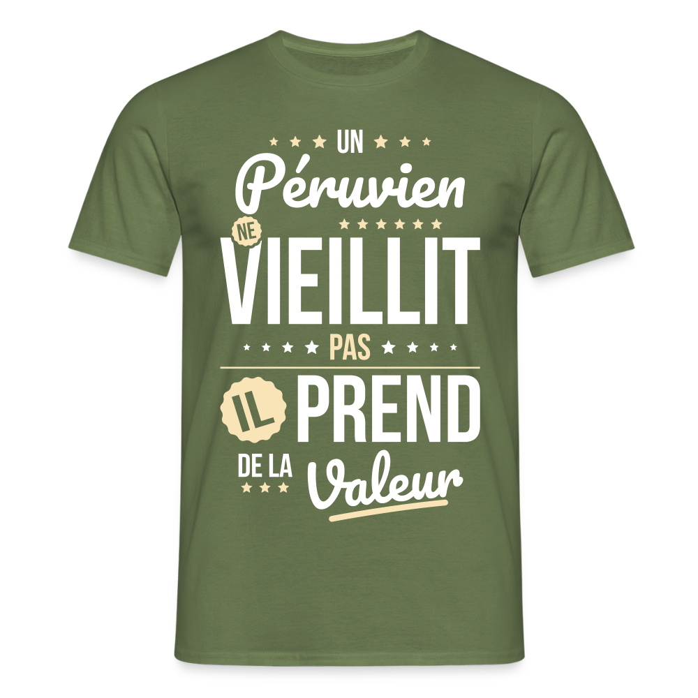 T-shirt Homme - Un Péruvien ne vieillit pas - vert militaire
