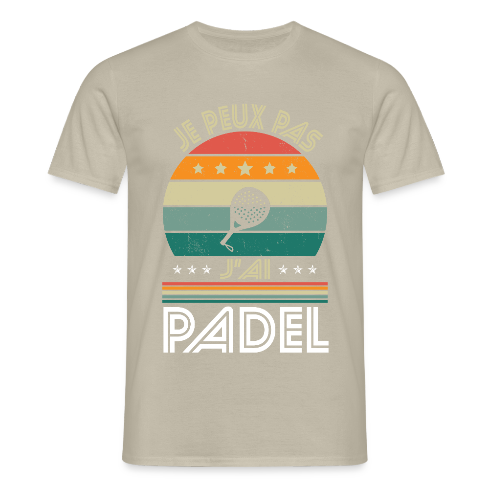 T-shirt padel Homme - Je peux pas j'ai Padel - Idée cadeau - beige sable