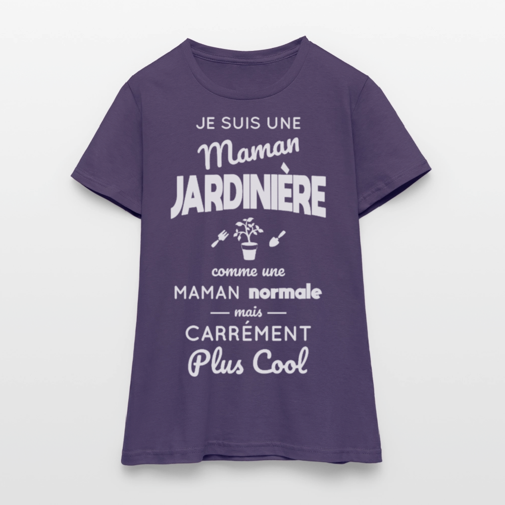 T-shirt Femme - Maman jardinière plus cool - violet foncé