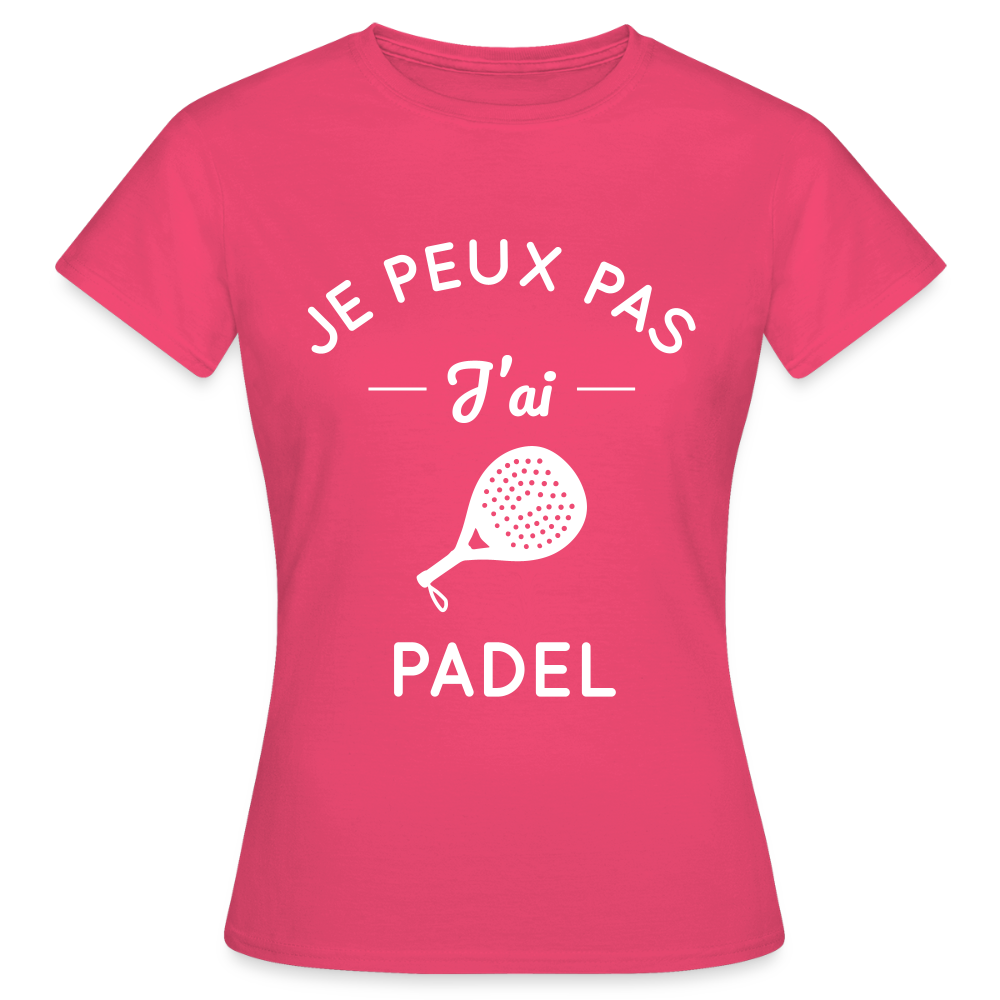 T-shirt padel Femme original- Je peux pas j'ai padel - rose azalée