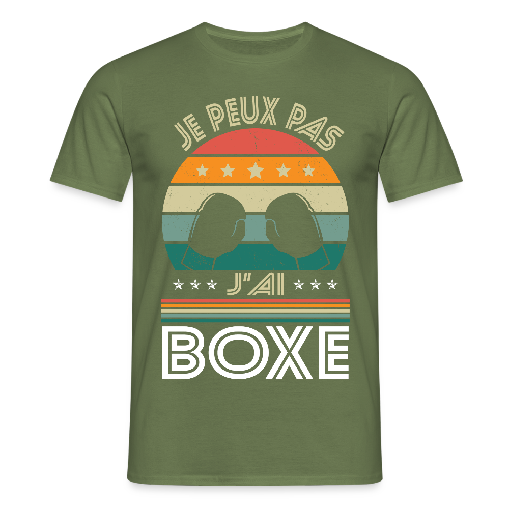 T-shirt Homme - Je peux pas j'ai Boxe - vert militaire