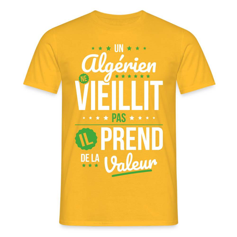 T-shirt Homme - Un Algérien ne vieillit pas - jaune