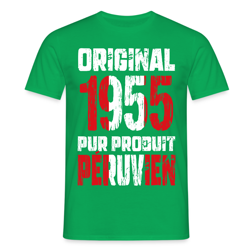 T-shirt Homme - Anniversaire 70 Ans - Original 1955 - Pur produit Péruvien - vert