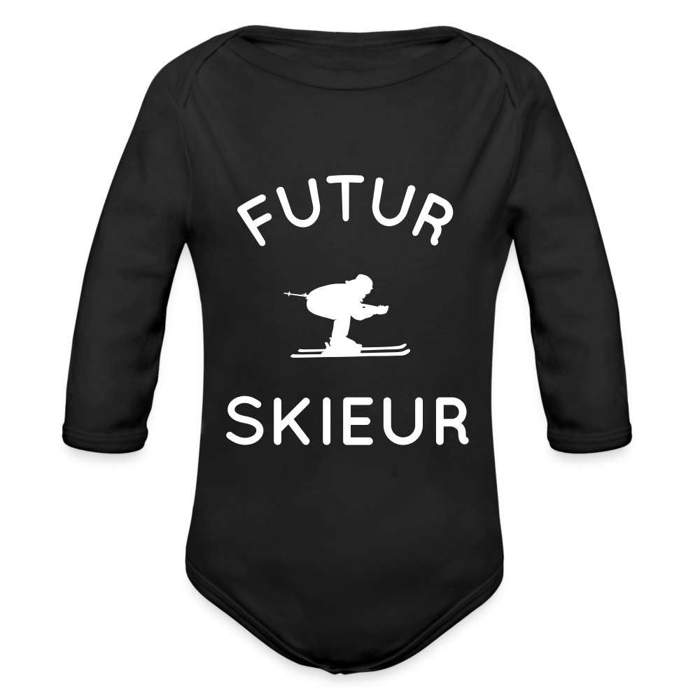 Body Bébé bio manches longues - Futur skieur - noir