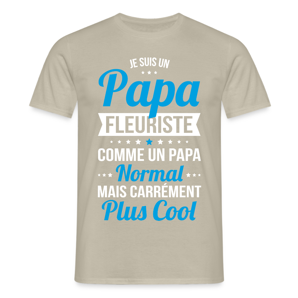 T-shirt Homme - Papa fleuriste plus cool - beige sable