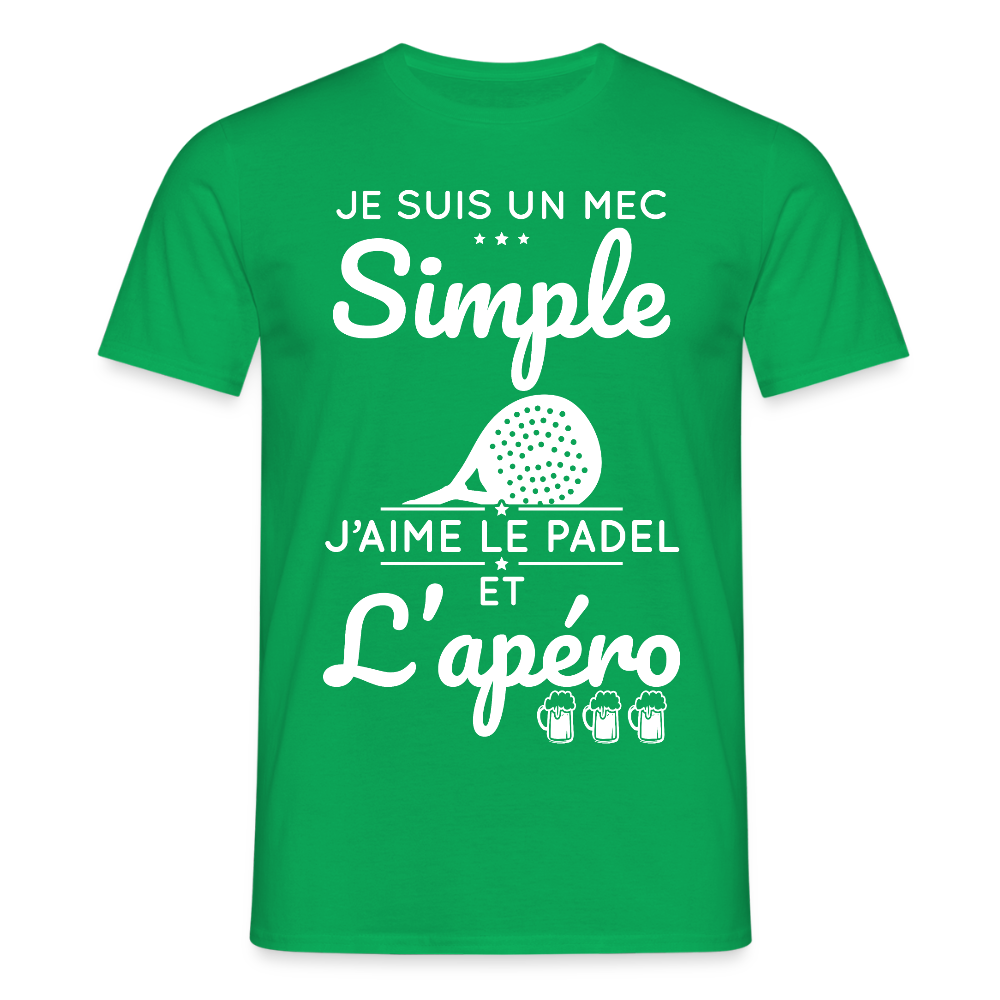 T-shirt Homme - Mec Simple j'aime le Padel et L'apéro - vert