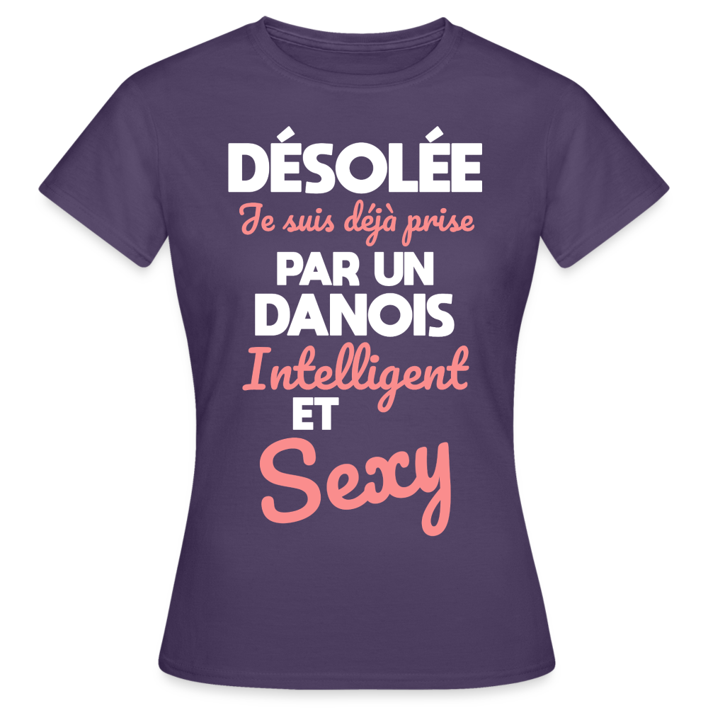 T-shirt Femme - Je suis déjà prise par un Danois intelligent et sexy - violet foncé
