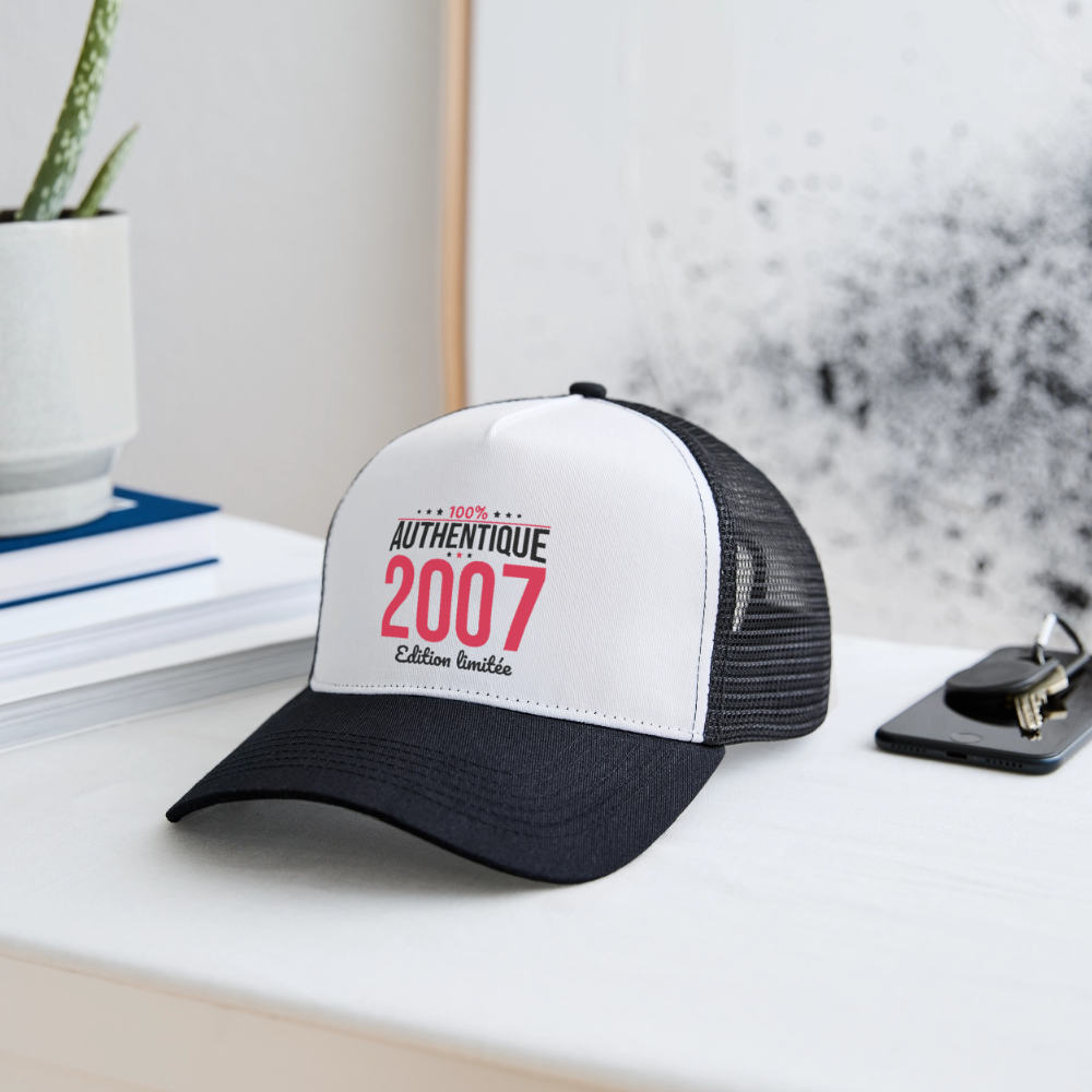 Casquette Trucker - Anniversaire 18 Ans - 100% Authentique 2007 - blanc/noir