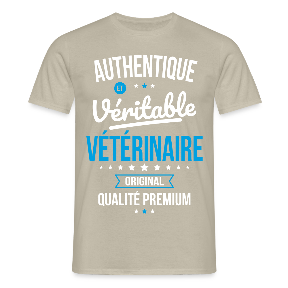 T-shirt Homme - Authentique et véritable Vétérinaire - beige sable
