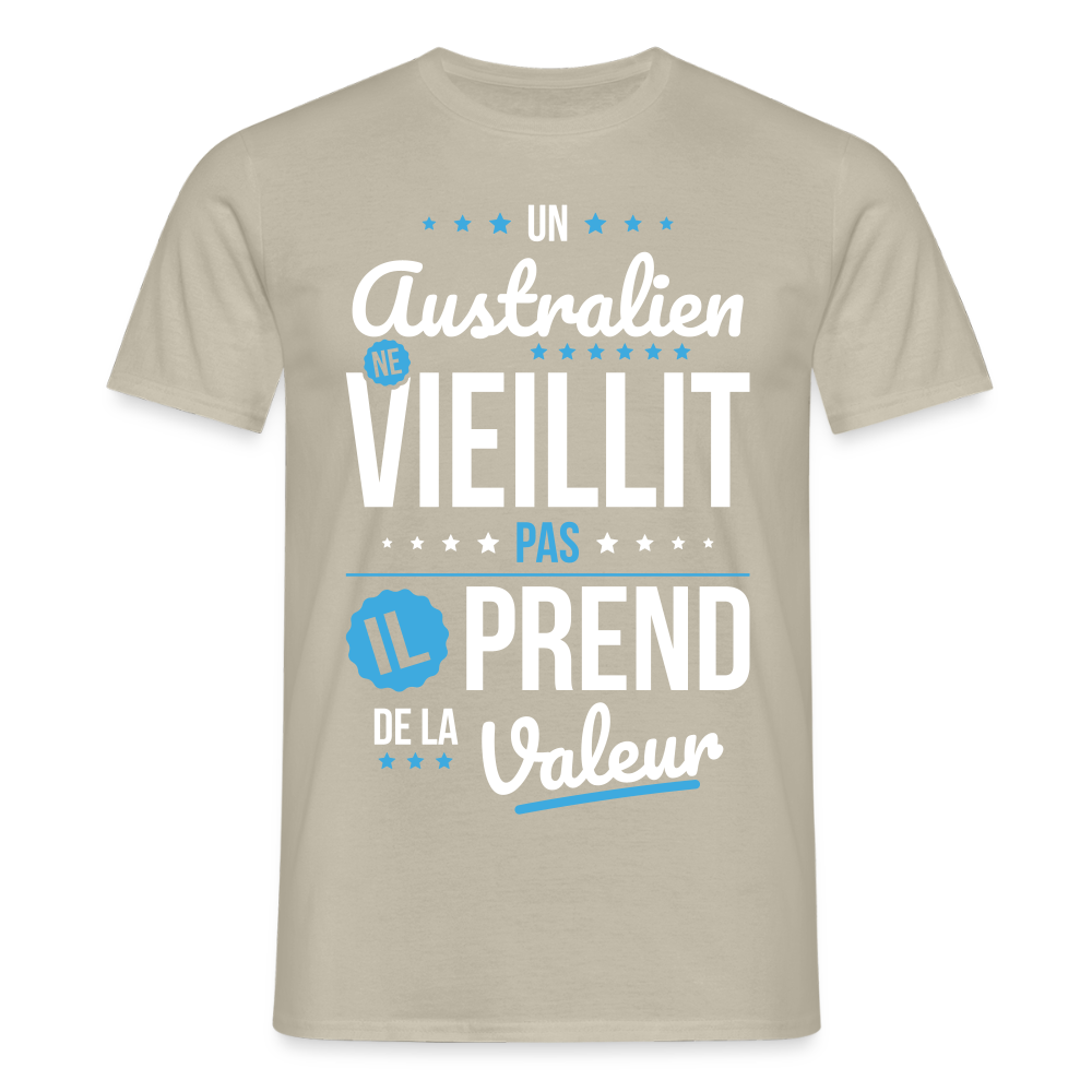 T-shirt Homme - Un Australien ne vieillit pas - beige sable