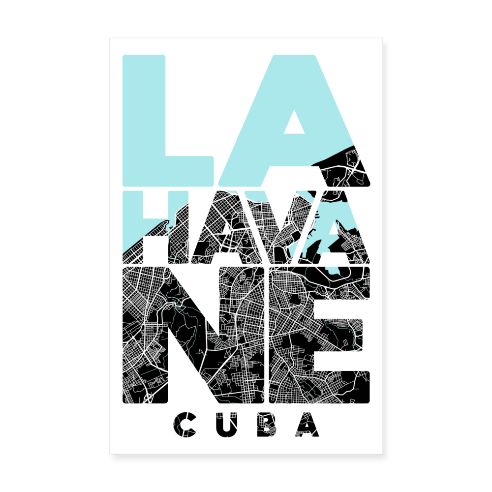 Poster La Havane - Plan La Havane - 20 x 30 cm - blanc