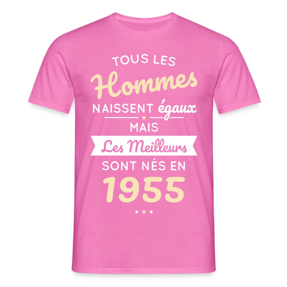 T-shirt Homme - Anniversaire 70 Ans - Les meilleurs sont nés en 1955 - rose