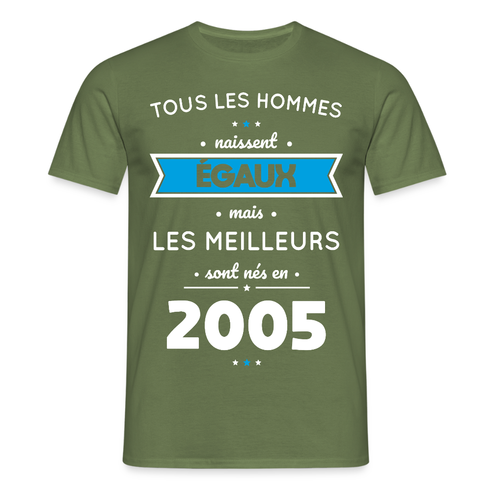 T-shirt Homme - Anniversaire 20 Ans - Les meilleurs sont nés en 2005 - vert militaire