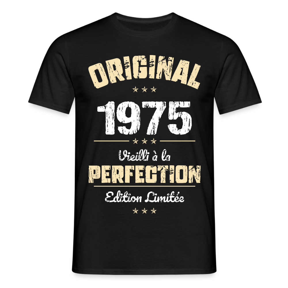 T-shirt Homme - Anniversaire 50 Ans - Original 1975 - noir