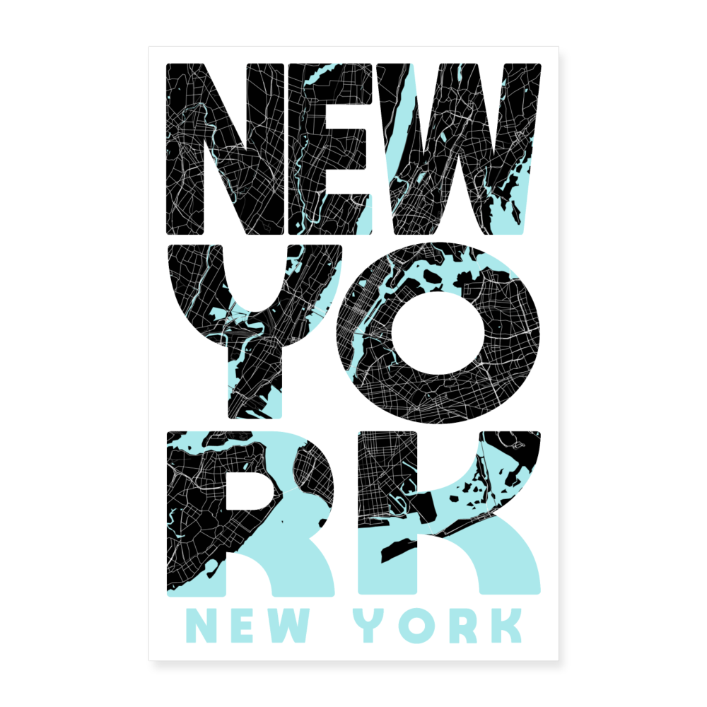 Poster New York - Plan New York - 40 x 60 cm - blanc