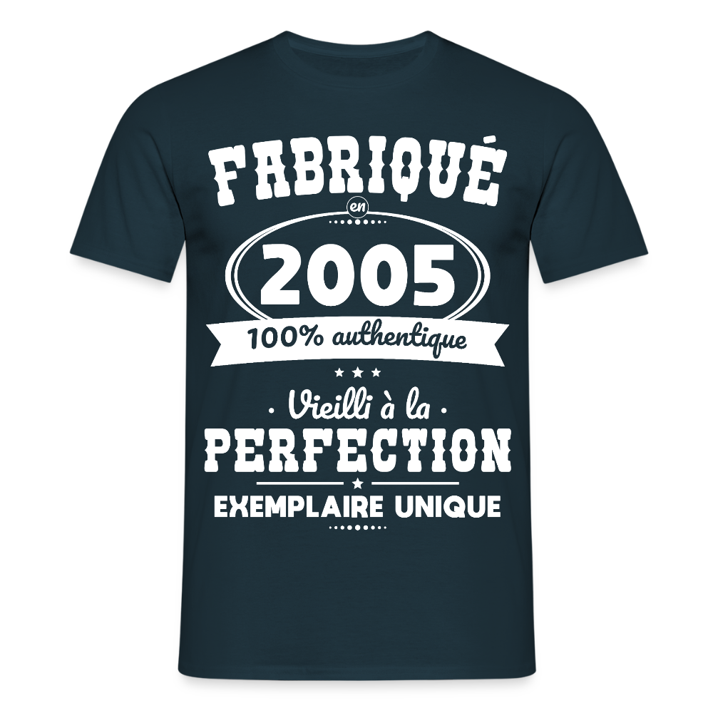 T-shirt Homme - Anniversaire 20 Ans - Fabriqué en 2005 - marine