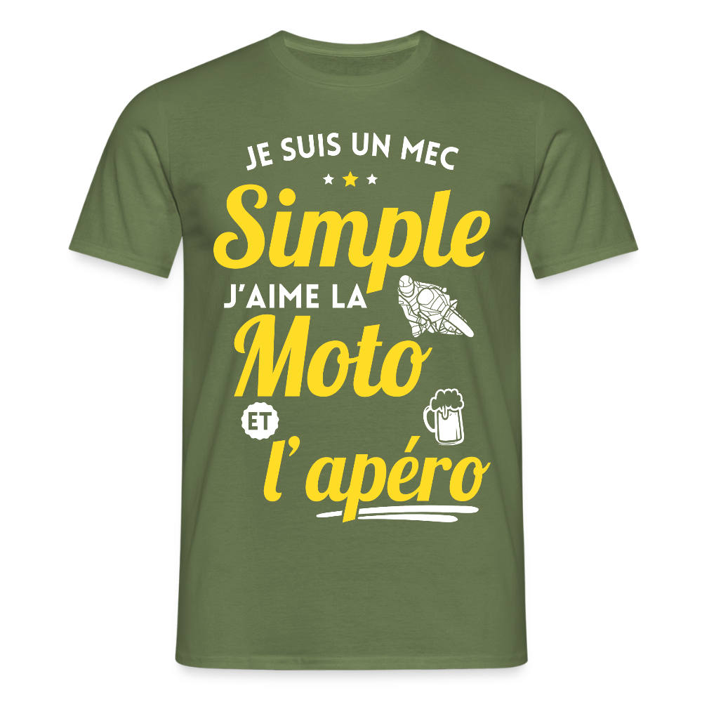 T-shirt Homme - J'aime la moto et l'apéro - vert militaire