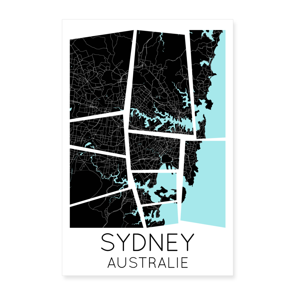 Poster Sydney - Plan Sydney - 40 x 60 cm - blanc