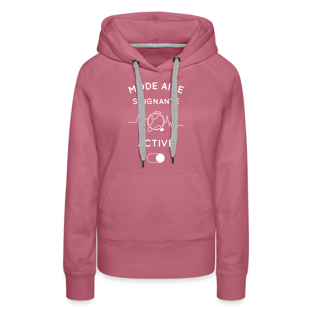 Sweat à capuche Premium Femme - Mode aide-soignante activé - mauve