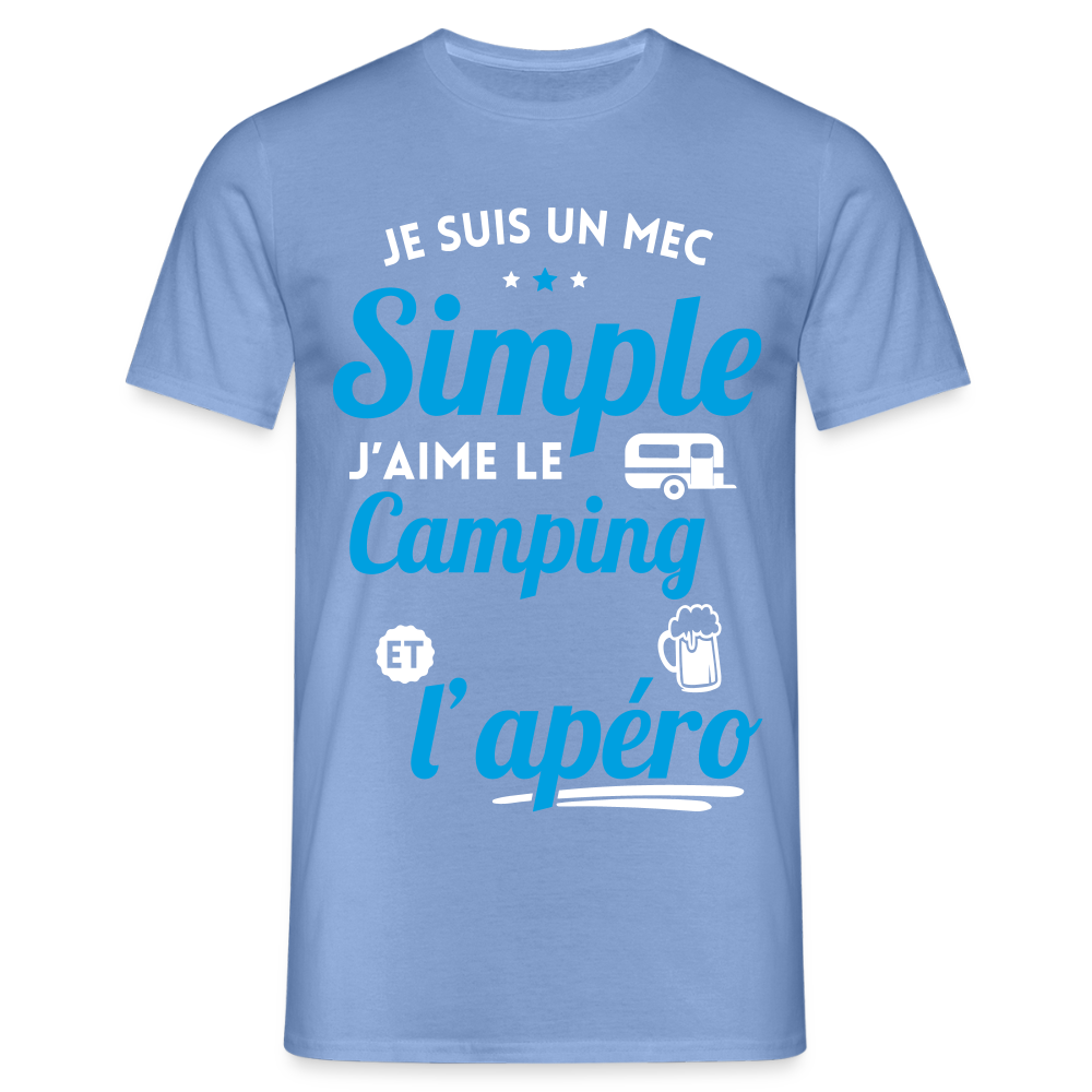T-shirt Homme - J'aime le camping et l'apéro - carolina blue