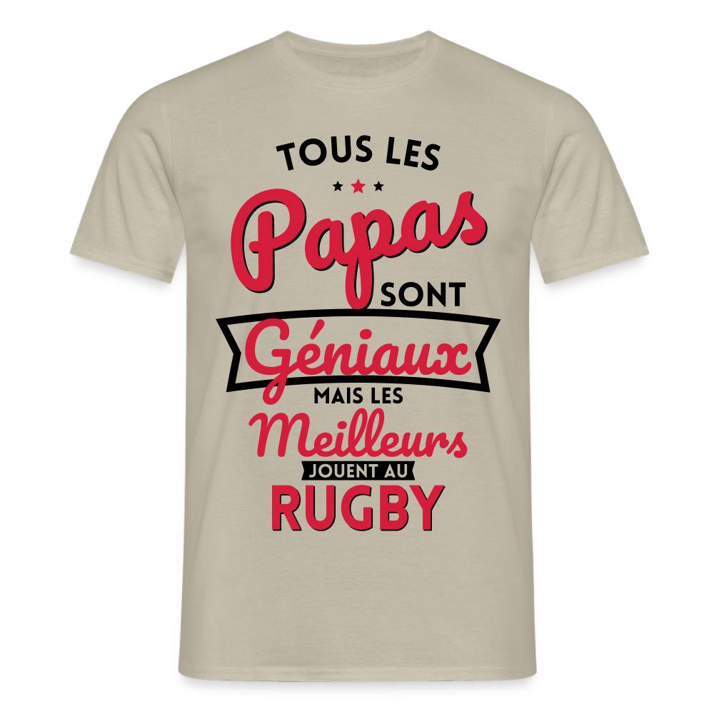 T-shirt Homme - Papas géniaux - Les meilleurs jouent au rugby - beige sable