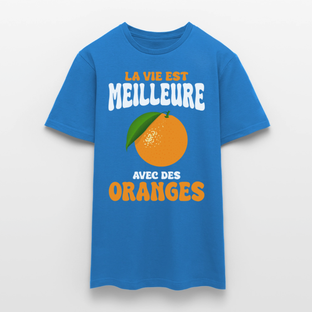 T-shirt Homme - La vie est meilleure avec des oranges - bleu royal