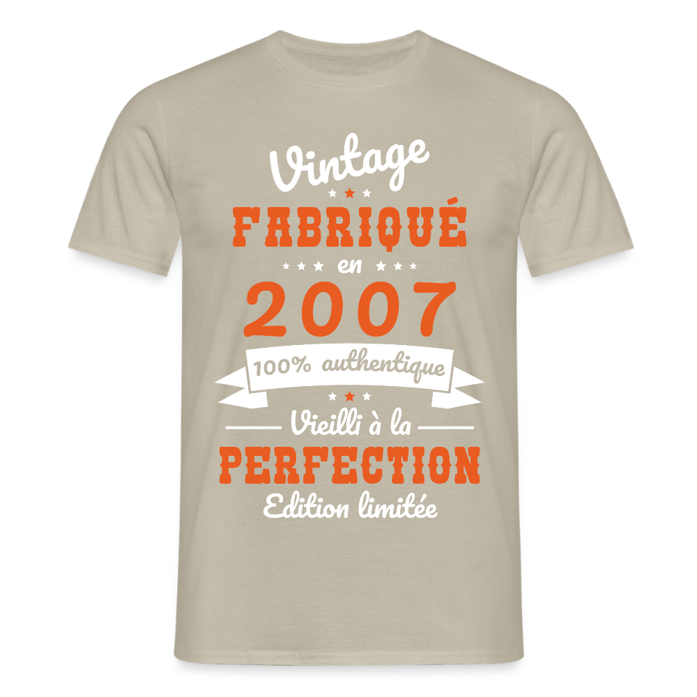 T-shirt Homme - Anniversaire 18 Ans - Vintage fabriqué en 2007 - beige sable