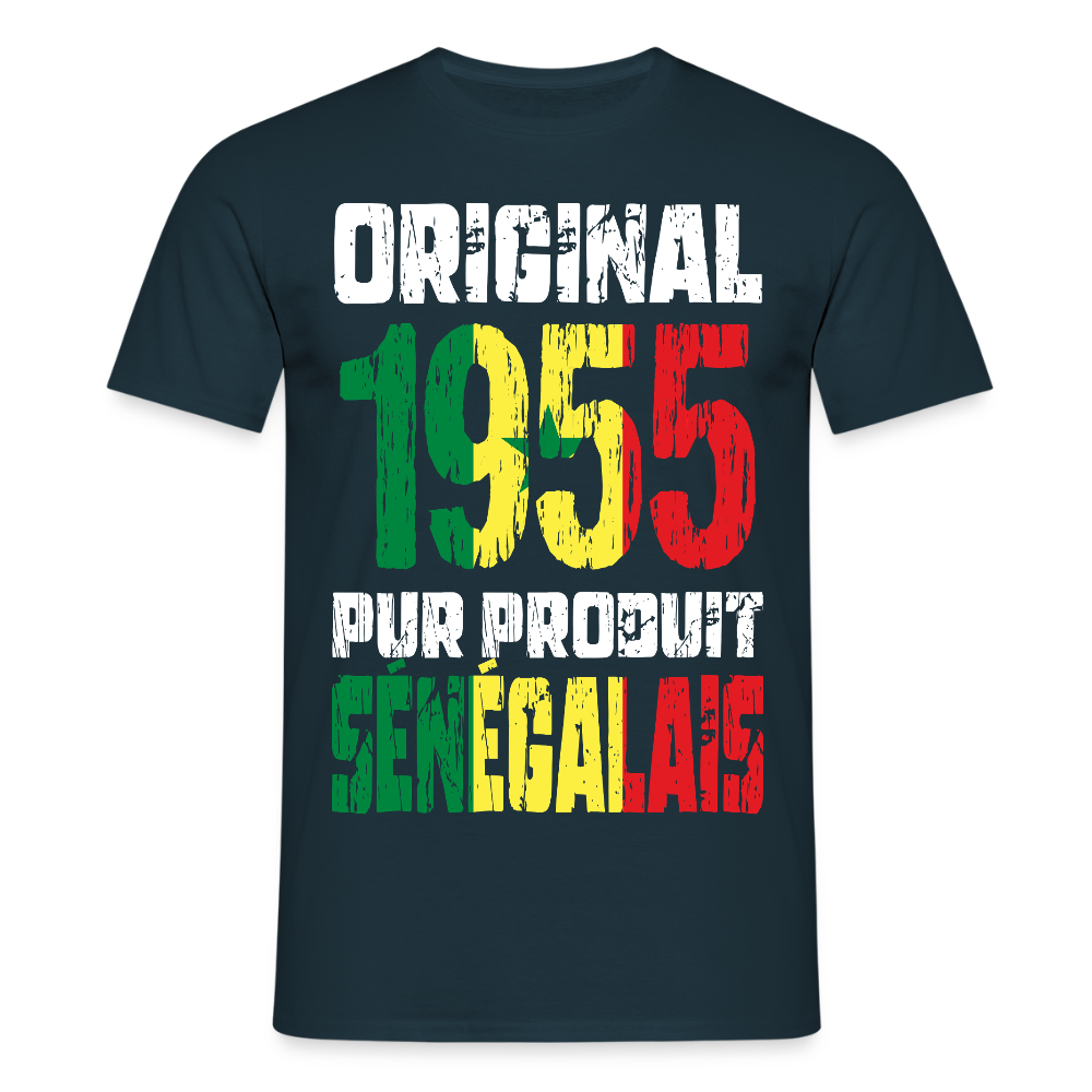 T-shirt Homme - Anniversaire 70 Ans - Original 1955 - Pur produit Sénégalais - marine