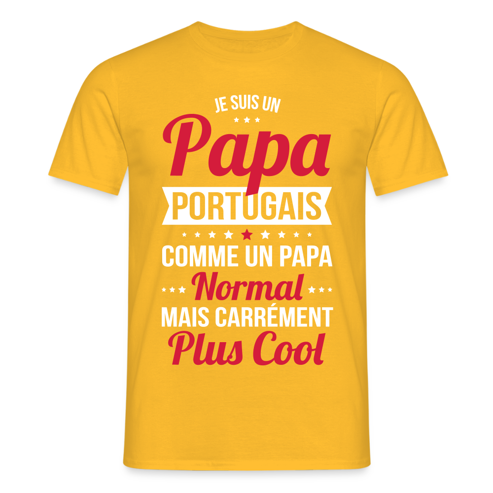 T-shirt Homme - Papa Portugais Plus Cool - jaune